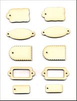 Embellissement Scrap Dix Petites Etiquettes, en Carton bois
