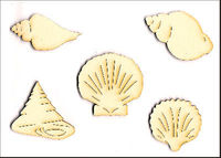 Embellissement Scrap Poignée de Coquillages en Carton