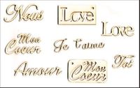 Embellissement Scrap Les Petits Mots de l'Amour, en Carton bois