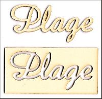 Embellissement Scrap Mot Plage en Carton