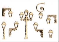 Embellissement Scrap Lampadaires Baroques, en Carton bois