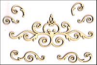 Embellissement Scrap Volutes à Feuilles, en Carton bois
