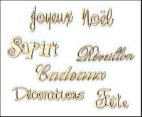 Embellissement Scrap Les Petits Mots de Noël, en Carton bois