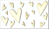 Embellissement Scrap Coeurs Primitifs, en Carton bois