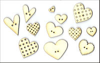 Embellissement Scrap Boutons Coeurs, en Carton bois