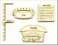 Embellissement Scrap Panoplie de la Puéricultrice, Personnalisée, en Carton bois