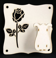 Embellissement Scrap Plaque Florale Rose et Soliflor, en Carton bois