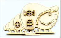 Embellissement Scrap Maison Coquillage, en Carton bois