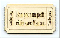 Embellissement Scrap Ticket Dentelé, Personnalisé, en Carton bois 