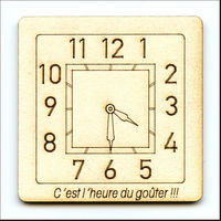 Embellissement Scrap Horloge Carrée, Personnalisée, en Carton bois