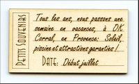 Embellissement Scrap Ticket Petits Souvenirs, Personnalisé, en Carton bois 