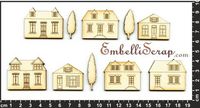 Embellissement Scrap Invasion de Petites Maisons, en Carton bois