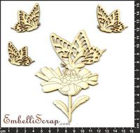 Embellissement Scrap Papillon sur une Marguerite, en Carton bois