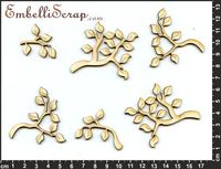 Embellissement Scrap Branchages à Petites Feuilles, en Carton bois