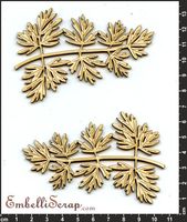 Embellissement Scrap Branchages à Grandes Feuilles, en Carton bois