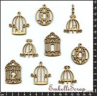 Embellissement Scrap Invasion de Petites Volières, en Carton bois