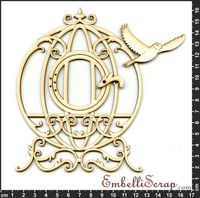 Embellissement Scrap Grande Volière Ronde Shabby, en Carton bois