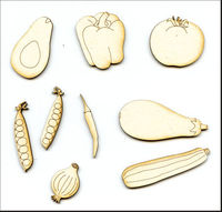 Embellissement Scrap Légumes d'été, en Carton bois