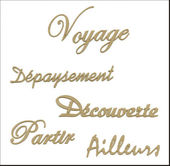 Embellissement Scrap Les Petits Mots du Voyage, en Papier Bazzill