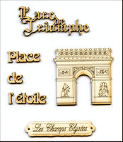 Embellissement Scrap L'Arc de Triomphe et ses petits Mots, en Carton bois