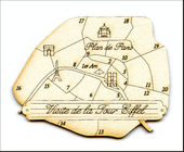 Embellissement Scrap Plan de Paris, Personnalisable, en Carton bois