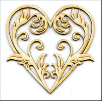 Embellissement Scrap Coeur Tout Feu Tout Flamme, en Carton bois