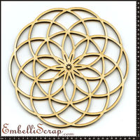 Embellissement Scrap Page Rosace à Cercle, en Carton bois