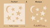 embellissement en français pour le scrapbooking Etoiles et Lune, de différentes tailles, Pochoir et Masque