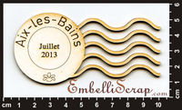 Embellissement Scrap Cachet de la Poste, avec la Date et le Lieu, en Carton bois