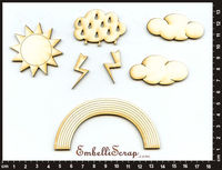 Embellissement Scrap La Météo, en Carton bois
