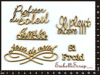 Embellissement Scrap Les Petits Mots de la Météo, en Carton bois