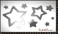 Embellissement Scrap Cadres Etoiles à 5 branches, en Miroir