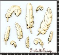 Embellissement Scrap Plumes, en Carton bois