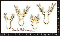 Embellissement Scrap Têtes de Cerfs, en Carton bois