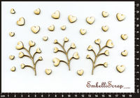Embellissement Scrap Bouquets de Mini Coeurs, en Carton bois