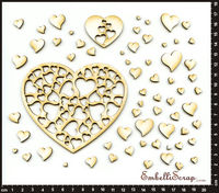 Embellissement Scrap Cœurs de Coeurs, en Carton bois