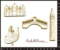 Embellissement Scrap Les Monuments de Venise, en Carton bois