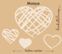 Embellissement Scrap Coeurs Graffitis, de différentes tailles, Masque