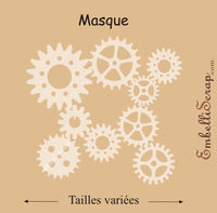 Embellissement Scrap Engrenages, de différentes tailles, Masque