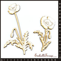 Embellissement Scrap Grands Coquelicots, en Carton bois