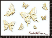 Embellissement Scrap Gracieux Papillons, en Carton bois