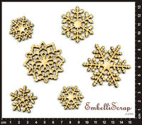 Embellissement Scrap Flocons de Neige Dentelés, en Carton bois