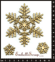 Embellissement Scrap Flocon de Neige Moyen Dentelé, en Carton bois