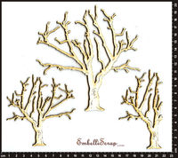 Embellissement Scrap 3 Arbres en Hiver, en Carton bois