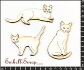 Embellissement Scrap Trois Chats, en Carton bois