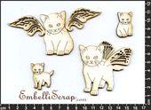 Embellissement Scrap Petits anges de Chatons, en Carton bois