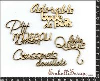 Embellissement Scrap Les Petits Mots des Chats ou Chiens, en Carton bois