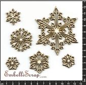 Embellissement Scrap Grand Flocon de Neige de Catangel, en Carton bois