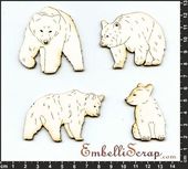 Embellissement Scrap Ours Bruns, en Carton bois