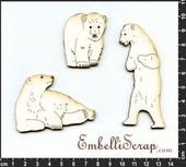 Embellissement Scrap Ours Polaires, en Carton bois